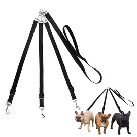 Triple Dog Leash with No-Tangle Design, Adjustable 21.6-31.4 inches, 360° Rotating, Multi-Dog Walker