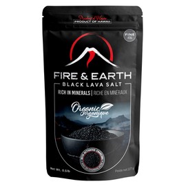 Fire & Earth - Organic Hawaiian Lava Black Sea Salt - Black Salt 0.5lb - Gourmet Finishing Salt for Seasoning - Fine Grain, With Activated Charcoal - For Rimming Cocktails, Cooking and More, Pack of 1