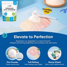 NGOODIEZ DTF Powder Digital Transfer - Hot Melt Adhesive, DTF Pretreat Transfer Powder for Direct Printing on Any Colored/White Fabric, Adhesive Powder for DTF Printer & Film (Black, 17.6 oz / 500 g)