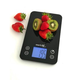 SmartLab Kitchen W Küchenwaage mit Bluetooth |Digitalwaage für die Küche aus Glas |Lebensmittelwaage in Schwarz mit Datenübertragung