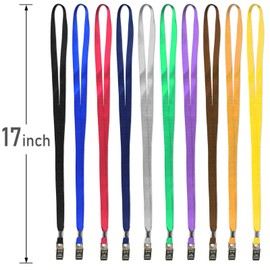 Bird Fiy Black Lanyards 100 Pack 34" Premium Lanyard Bulldog Clips Bulk Nylon Flat Lanyard with Badge Clip, Blue, 100 Pack