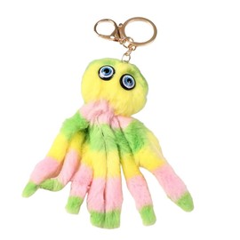 Suitable for making gifts for friends and relatives car pendant Octopus keychain pendant schoolbag bag octopus pendant doll plush pendant keychain dolls (yellow +green)