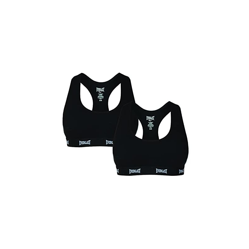 Everlast Womens Casual Sports Bra, COM D: Black, Black, Large