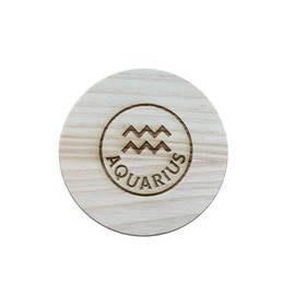 Ashton and Finch Zodiac Coaster – Deep Engraved Wooden Coaster with Star Sign Symbol for Birthdays, Zodiac Signs, and Special Occasions (Aquarius)