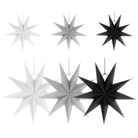 Mocraft 6 Pcs Paper Stars Decorations, 9-Point Paper Star Hanging Christmas Ornaments, Folding Paper Stars Lanterns, Paper Christmas Decorations for Shade Wedding Home Party Scandinavian Decor