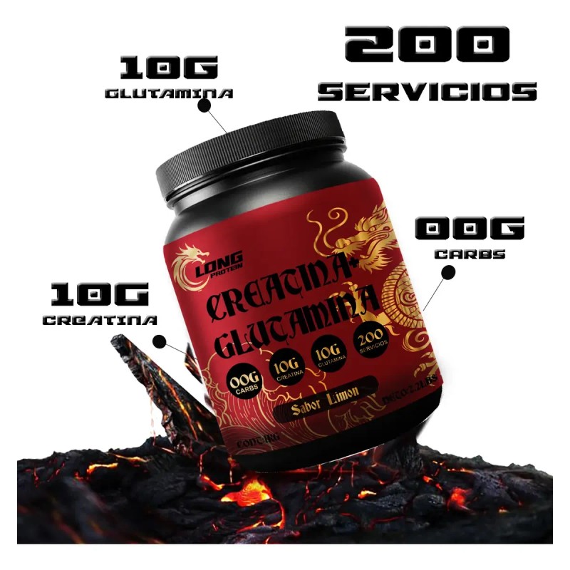 Creatina + Glutamina Long 1kg 50servi Suplemento Alimenticio
