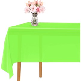 Kesfey Lime Green 3 Pack Premium Plastic Tablecloths for Parties 54" x 108" Rectangular Tablecloths neon Green Tablecloth 6 to 9 Feet Birthday Table Wedding Christmas Anniversary Buffet Table…