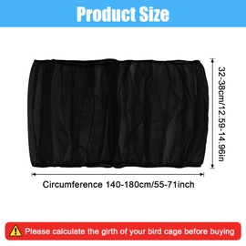 TIESOME 2 Pcs Universal Bird Cage Seed Catcher, Seed Catcher Guard Net Cover Adjustable Soft Airy Nylon Mesh Net Skirt Seed Guard for Parrot Parakeet Macaw African Round Square Cages (Black)