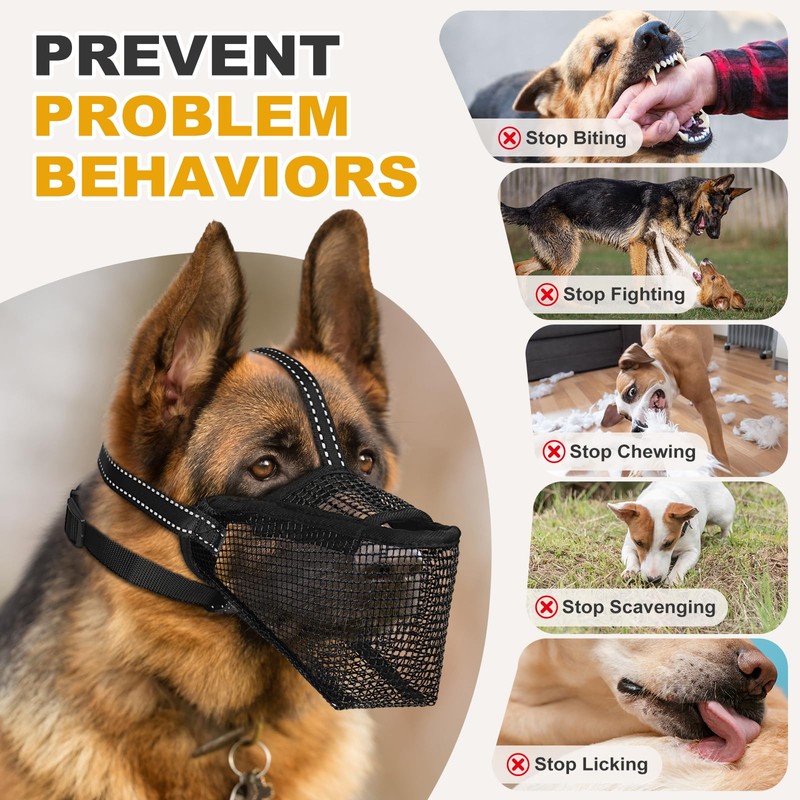 Pawfun Mesh Dog Muzzle, Breathable Soft Dog Muzzle with 3
