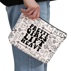 PYOUL Weightlifting Lover Gift Pretty G-irls Lift Heavy Makeup Bag Weightlifter Cosmetic Bag Workout Lover Gift Gym Lover Gift (G-irls Lift Heavy Bag)