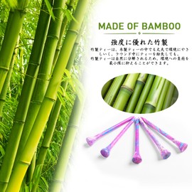 T-711 Bamboo Golf Tees, Stylish, Long Tees, 2.8 inches (70 mm) & 3.3 inches (83 mm), Choose from 2 Sizes, 50 Pieces, 60 Pieces, 100 Pieces, 200 Pieces, Large Capacity Pack, Nice Colors, Durable