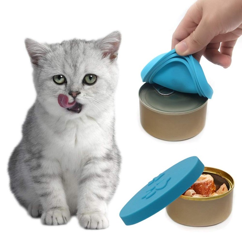 SLSON 4 Pack Pet Food Can Cover Set, Universal Silicone