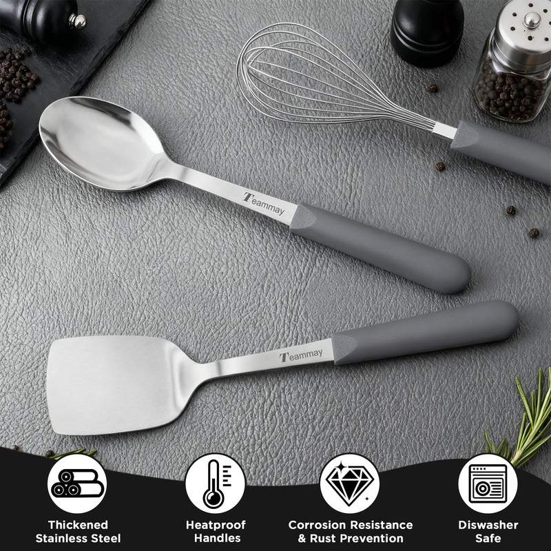 10-Piece Kitchen Knife Set with Metal Block, Grey