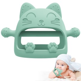 Baby Teething Toys for Babies 0-6 Months,Baby Teether Chew Toys for Teething Relief,Silicone Teething Mitt,Baby Toys 6 to 12 Months,Perfect Baby Shower Gifts for New Moms & Newborn(Cartoon Cat)