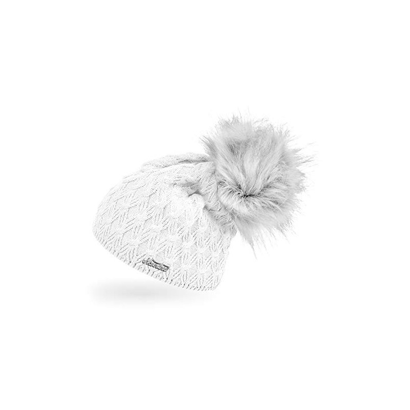 Neverless® Women's Knitted Hat Lined Fur Bobble Faux Fur Winter