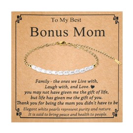 Gifts for Stepmom Bonus Mom Pearl Bracelets for Women Mothers Day Gifts for Step Mom Bonus Mom Birthday Gifts from Daughter Son Thank You Gifts for Mother in Law Bracelet