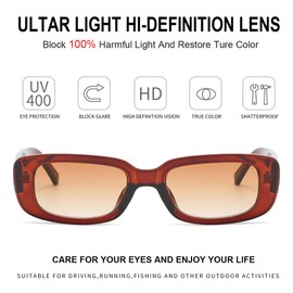 Dollger Rectangle Sunglasses for Women Men Trendy Retro Fashion Sunglasses UV 400 Protection Square Frame Brown