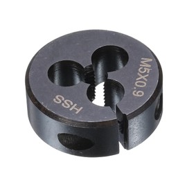 sourcing map Round Threading Die M5 x 0.9 Metric Thread 25mm OD Adjustable Right Hand High-Speed Steel (HSS) Round Die Screw Thread Cutting Die for Thread Repair