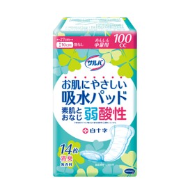 Salva White Cross Gentle Absorbent Pads 3.4 fl oz (100 cc), Bare Skin, Gentle Acid, Medium Weight, 14 Sheets