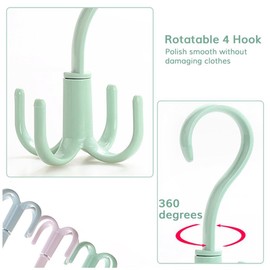 Closet Hanging Hooks,Rotatable Storage Organizer,Set of 4,Punch-Free Closet Hanger Holder for Home Dorm Apartment (Mixed Color)