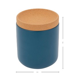 Ceramic and Cork Breathable Garlic Keeper to Allow Air Flow for Freshness, Stackable Space Saving Cork Lid, Natural Cork and Teal Ceramic