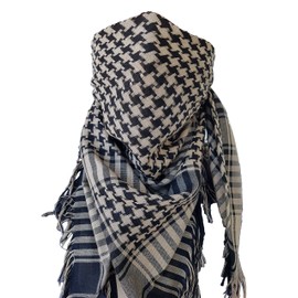Houndstooth Keffiyeh Shemagh Military Scarf Bandana Head Wrap Tactical Gear for Men and Women Neck Gaiter (Sand)