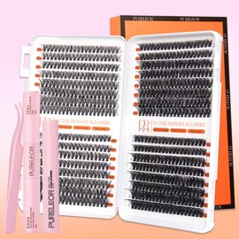 Cluster Eyelash Extension Kit 640pcs Individual Lashes Natural 10-16mm DIY Set with Lash Bond Seal and Remover Tweezers(30+40+50+60D)