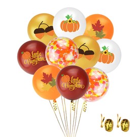 Little Pumpkin Balloons, Little Pumpkin Party Decoration, Maple Leaf Fall Balloons Pumpkin Balloons Thanksgiving Balloons Decorations for Little Pumpkin Baby Shower Birthday Fall Party Decorations