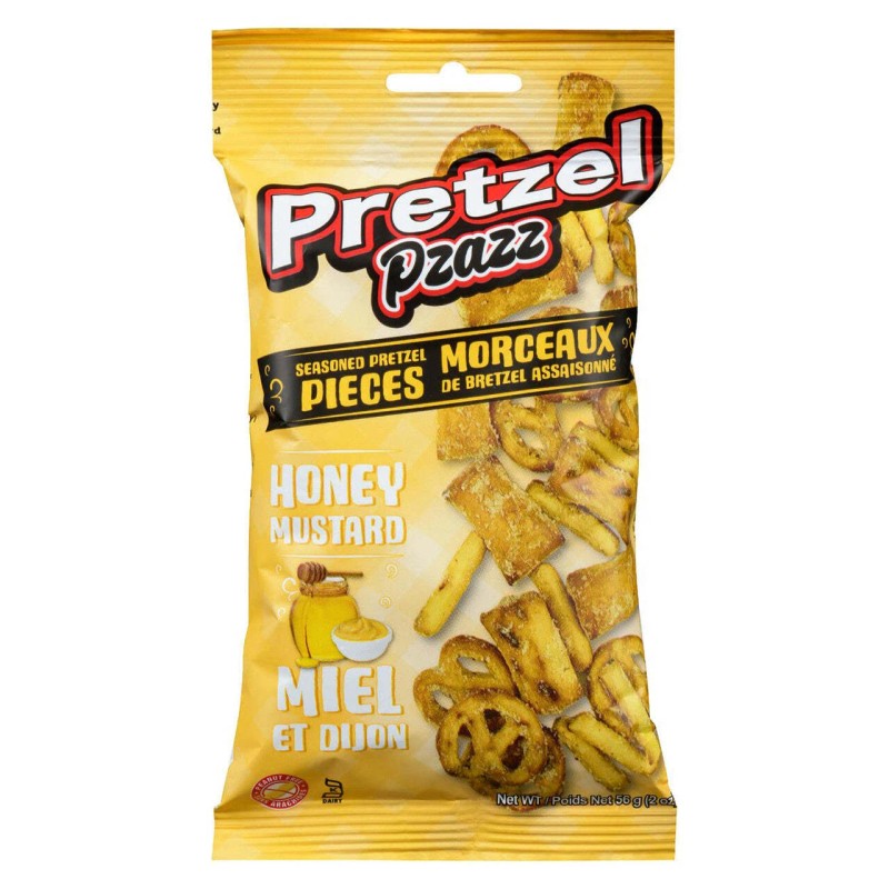 Exclusive Brands Pretzel Pzazz Seasoned Pretzel Pieces, Honey Mustard, 56g/2