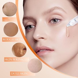 Suero de vitamina C para rostro con ácido hialurónico - 0.1 fl oz x 30PCS | Brightening Hydrating Facial Serum, Travel Size Skincare for Glowing Skin(