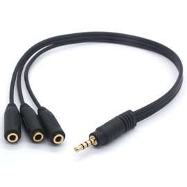 tomost 3 way 3.5mm Headphone Splitter Gold Plated 3.5mm TRRS Male to 3 x 3.5mm TRRS Female Cable 4 pole 1/8 inch Male to 3 Female Connectors