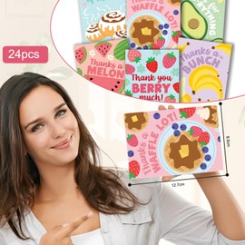 24 Pack Thank You Cards Multipack, Funny Birthday Thank You Cards Pack With Envelopes, Blank Good Luck Notes For Handwritten Messages, Colorful Fun Party Greeting Card For Teachers Kids Women Men