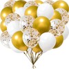 12Inch White and Glod Party Balloons with White Glod Confetti