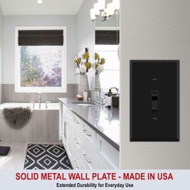 1 Gang Black Toggle METAL Light Switch Cover - One Gang Wall Plate for Toggle Style Light Switches, Stamped Steel Painted Black, UL Listed, 4.5 x 2.75 Inches (Made in USA)