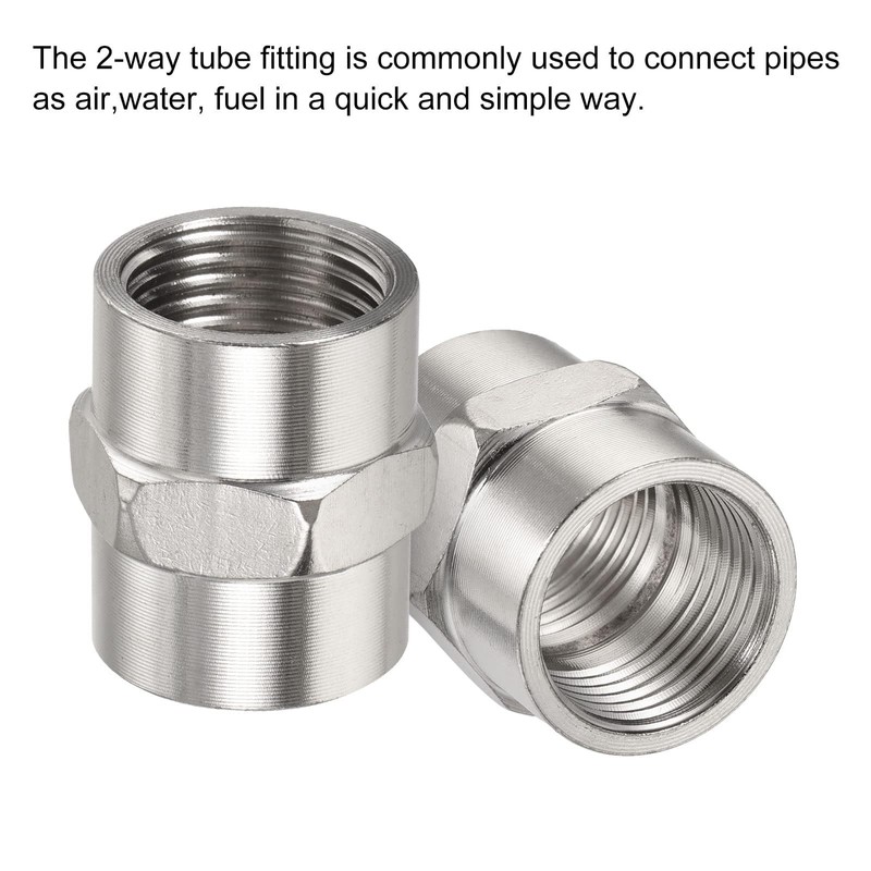 TOP-VIGOR 3Pcs Stainless Steel Pipe Fitting G1/2 Female to Female