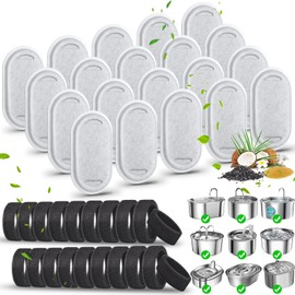 40 Pack Cat Water Fountain Filters-Cat Fountain Replacement Filters for Stainless Steel 108/3.2L& 67oz/2L Adjustable Water Flow Pet Water Fountain(20 Pack Pet Water Filter Refills+20 Pack Sponges)