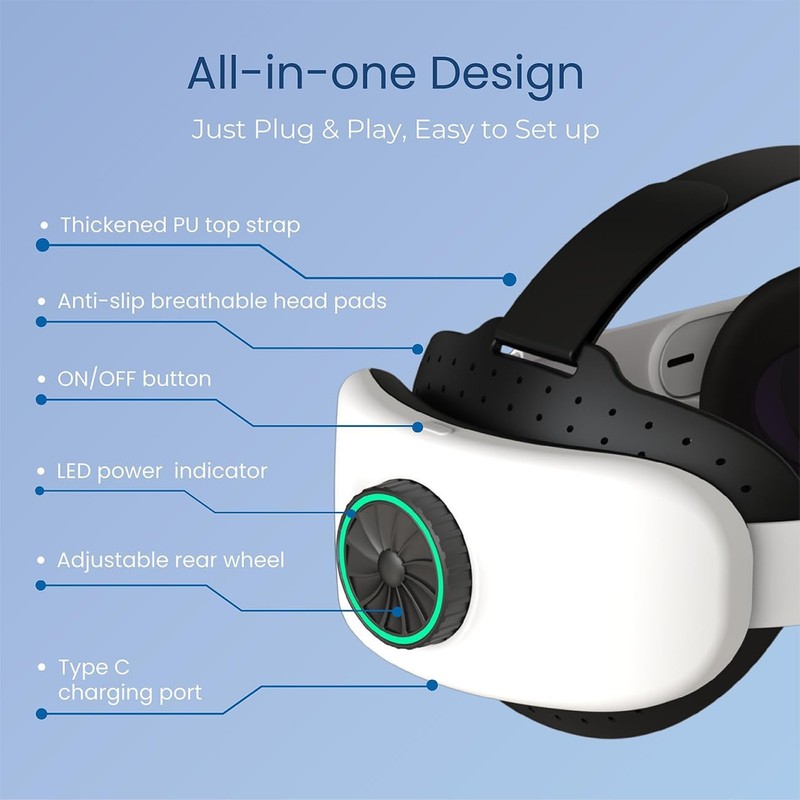 BUSQUEDA Elite Strap with Battery for Oculus Quest 2,8000mAh Extend