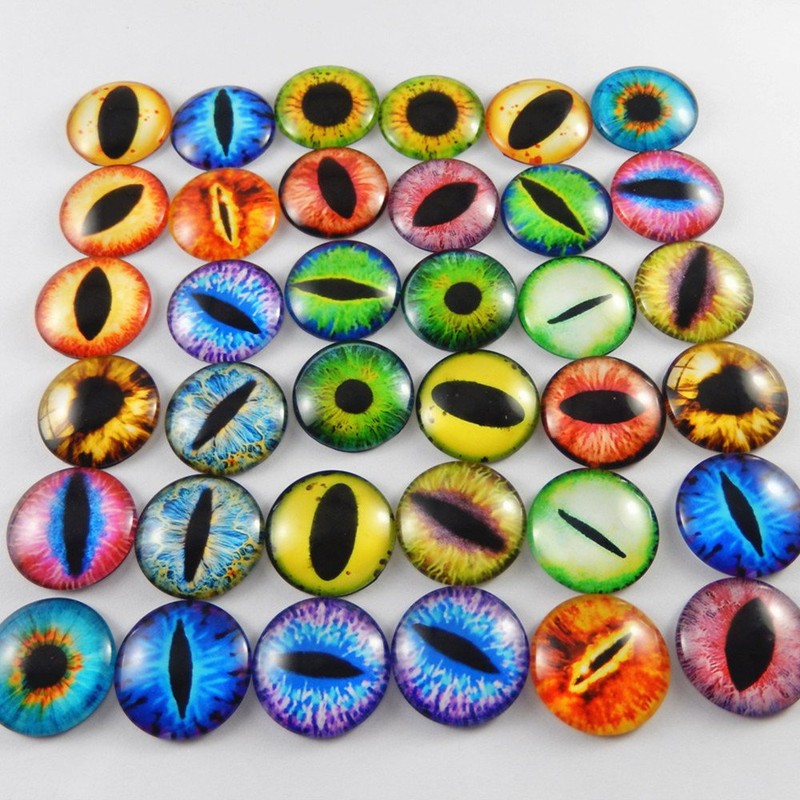 Julie Wang Drachenaugen Cabochons aus Glas rund sortierte Größen 20
