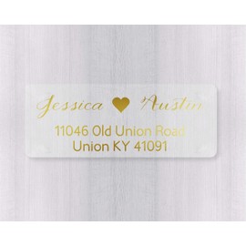 60ct - Gold or Color Foil Wedding Invitation Return Address Labels, Clear Transparent Return Address Stickers (#338-CF)