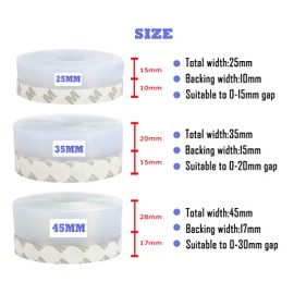 Weather Stripping Door Seal Strip,Door Strip Bottom for Doors Silicone Sealing Sticker Adhesive for Doors and Windows Gaps of Anti-Collision Silicone 5M/16FT (45MM, Transparent)