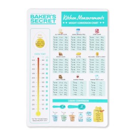 Baker's Secret Kitchen Conversion Chart Magnet, Magnetic Baking and Cooking Conversion Chart – Kitchen Measurement Guide for Volume, Weight & Temperature, Easy-to-Read & Durable