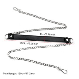 YDHfdc Bag Chain Silver 120 cm PU Leather Chain Strap Handle Bag Chain Strap with Buckles Metal PU Leather Replacement Chain for Purse Handbags DIY Accessories