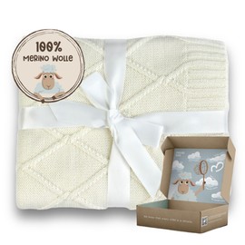 MIRARI Kids Baby Wool Blanket Made of 100% Merino Wool - Merino Wool Baby Blanket 75 x 100 cm - Baby Gift Boy - Swaddling Blanket Baby Seat - Crawling Blanket - First Equipment for Newborns