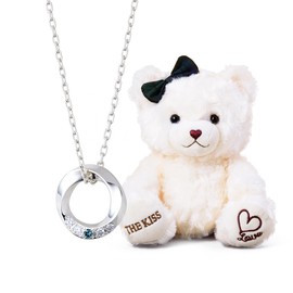 The Kiss SPD350BDM Gift Accessory Blue Diamond Silver Necklace Women's Christmas Anniversary Birthday Wrapping Bag with Box, Silver, Diamond Cubic Zirconia