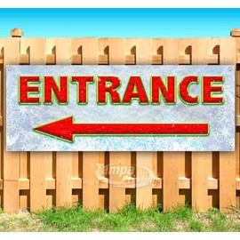 Entrance Left Arrow Banner 13 oz | Non-Fabric | Heavy-Duty Vinyl Single-Sided With Metal Grommets
