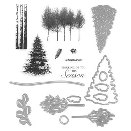 Christmas Tree Stamps and Dies for Card Making, Winter Pine Trees Words Cutting Die and Clear Stamps for Bullet Journal DIY Scrapbook Decoration Handmade Crafts Notebook