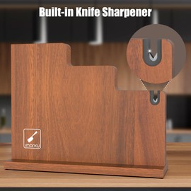 imarku Magnetic Knife Block Holder,Universal Knife Block without Knives, Magnetic Knife Holder with Knife Sharpener, Double Sided Kitchen Knife Holder for Counter Top, Best Gifts