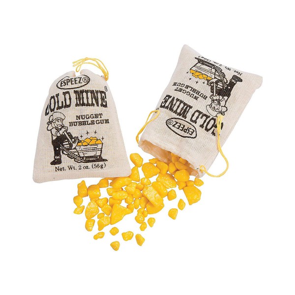 Gold Nugget Gum in Drawstring Bags - 12 bags