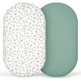 lulumoon Sábanas para moisés de Muselina para bebés: sábanas de algodón Neutro para niños y niñas, sábanas de moisés Ajustadas para Ovalado Rectangular o Reloj de Arena