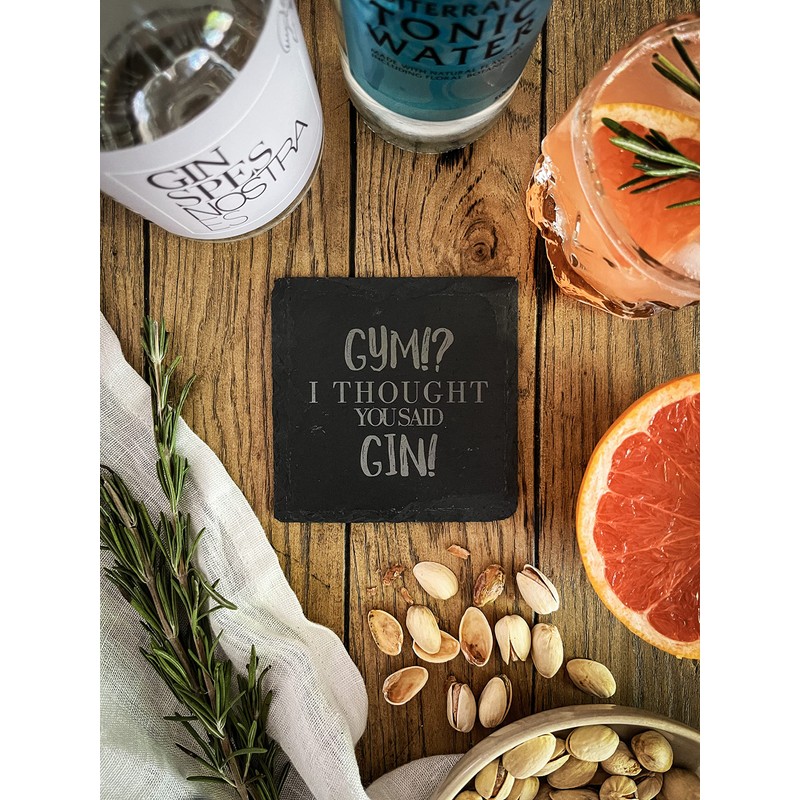 Slate Coaster Set (4 Pieces) for Gin with Gin Sayings